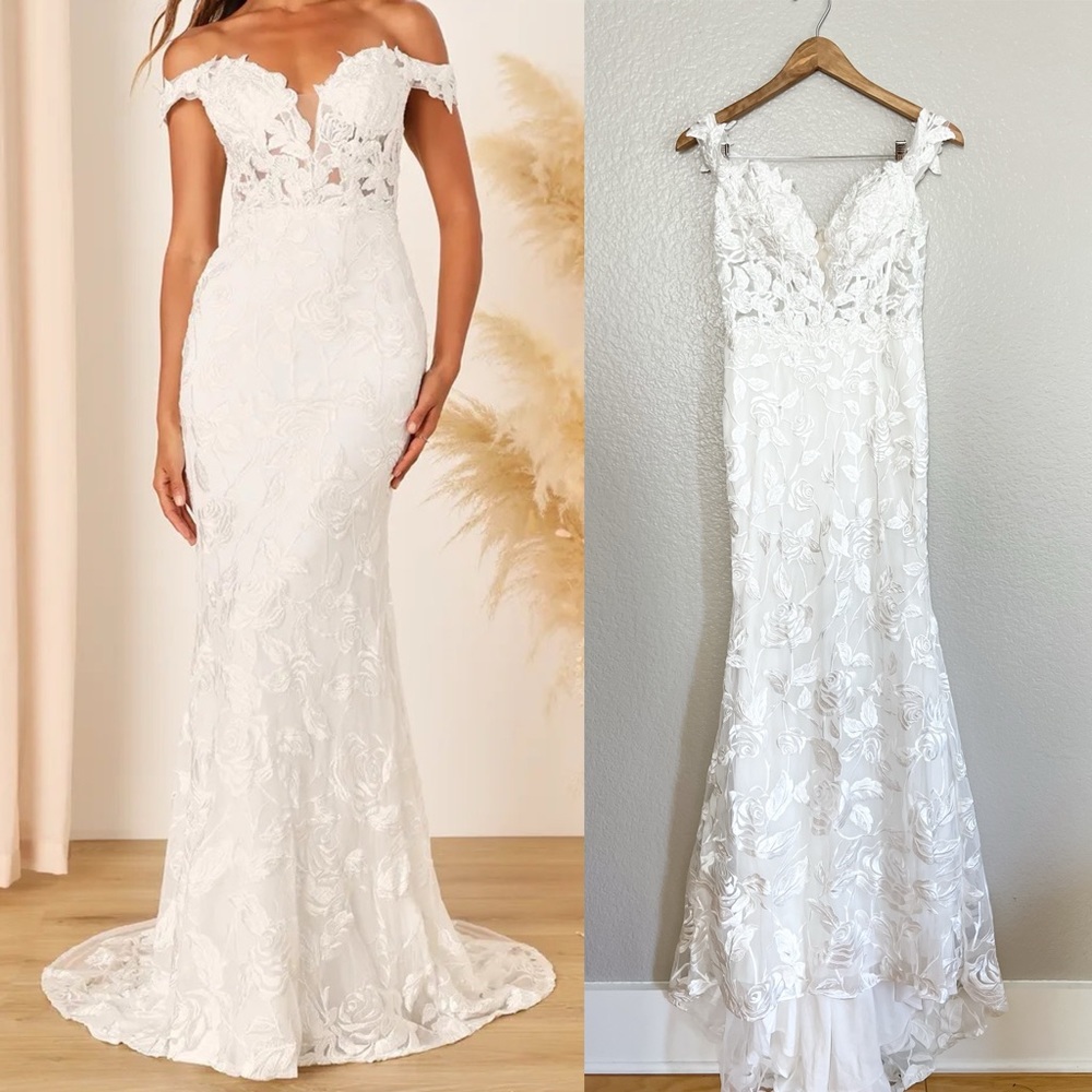 White Embroidered Off-the-Shoulder Maxi Dress
